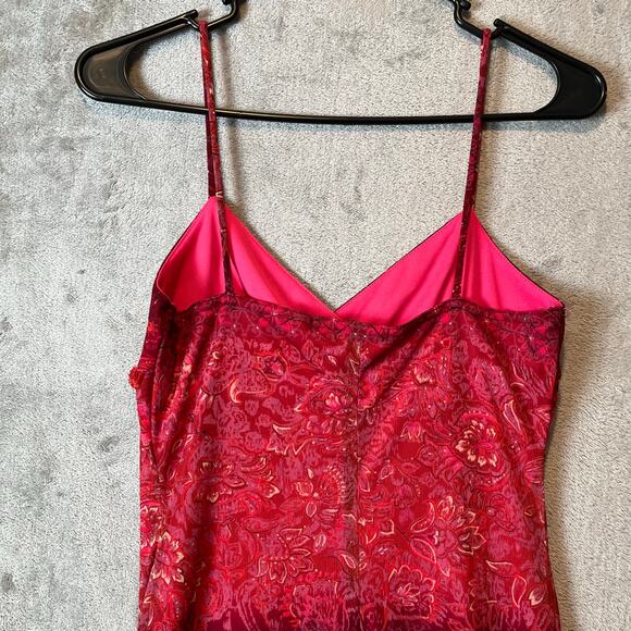 Y2K Vintage Red Bandana Print Mesh Slip Dress Boho Floral Festival Beaded Small - Picture 6 of 7
